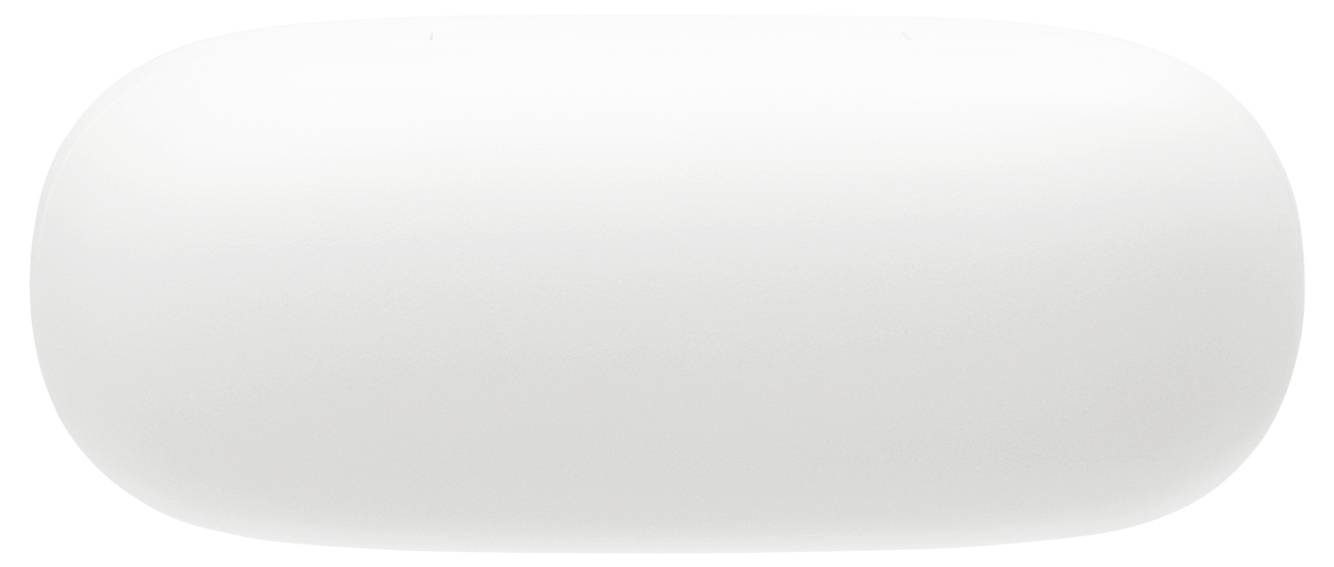Eine schlichte weiße ovale Seifenbar mit glatter Oberfläche.