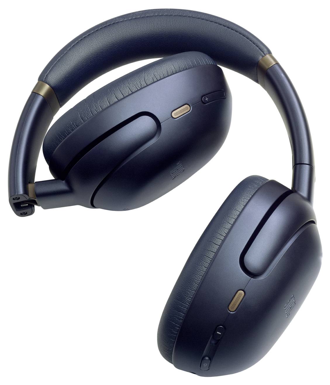 Rauschunterdrückende schwarze Kopfhörer mit gepolsterten Ohrmuscheln, die vor einem schlichten weißen Hintergrund präsentiert werden.