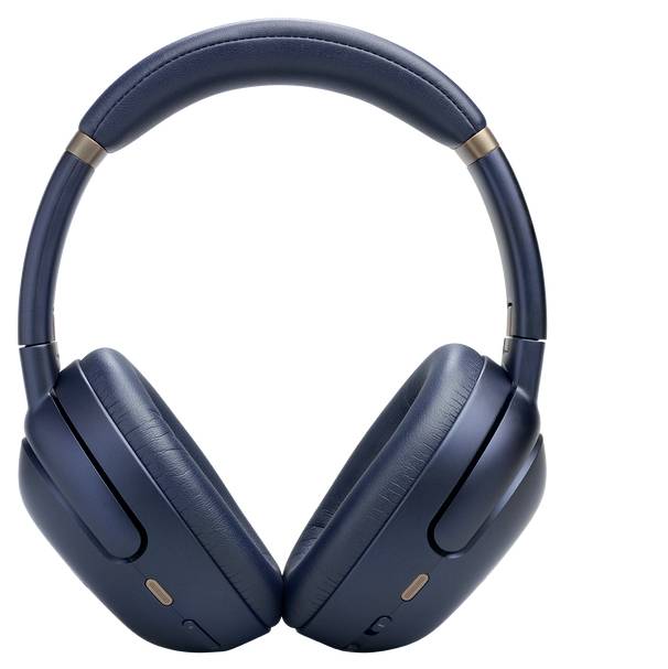 Blaue Over-Ear-Kopfhörer mit drahtloser Verbindung, ausgestattet mit gepolsterten Ohrmuscheln und Kopfbügel, die für Komfort und hochwertige Audioerlebnisse entwickelt wurden.