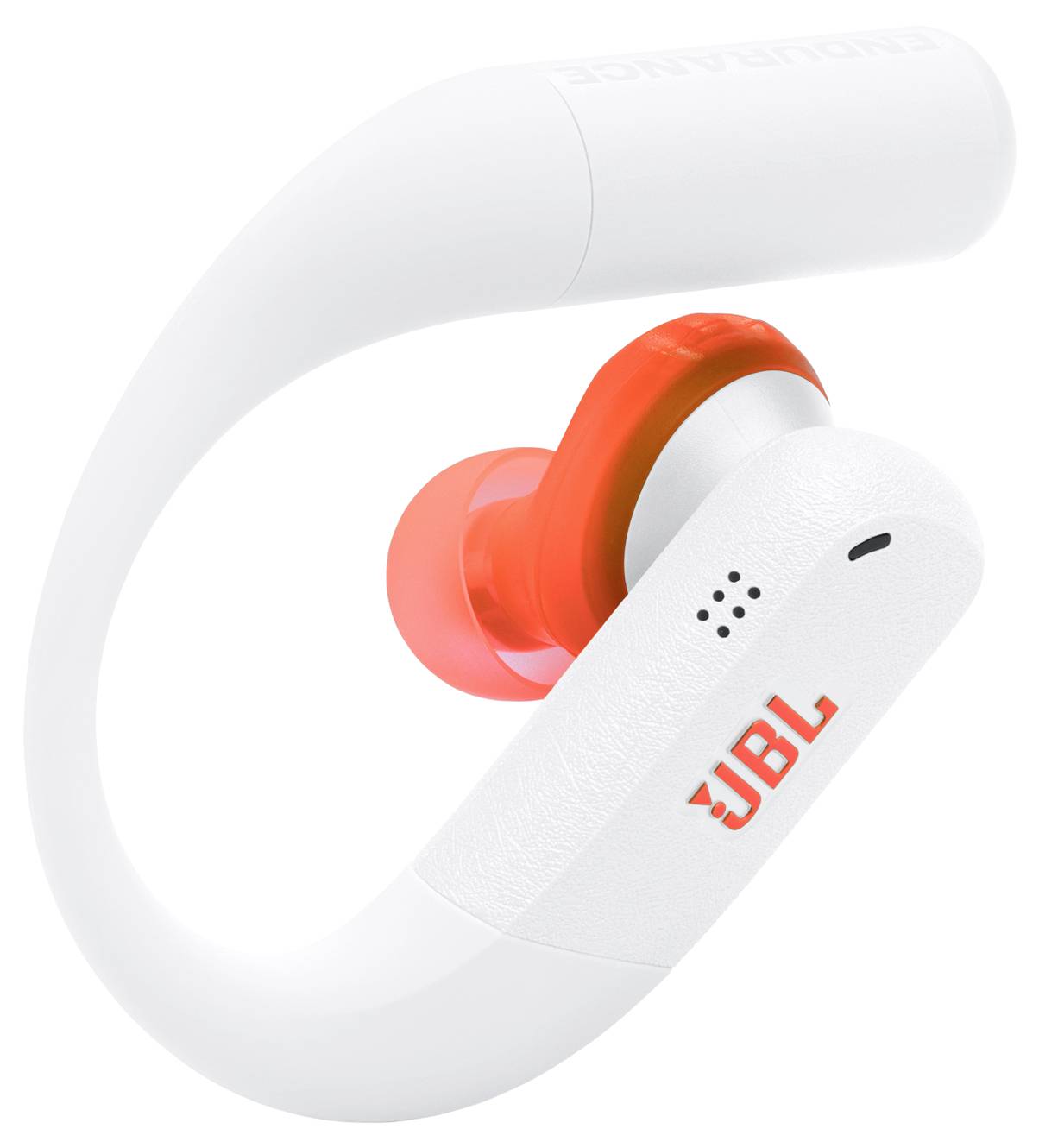 JBL Weiß-rote kabellose Sport-Ohrhörer mit Haken für sicheren Halt