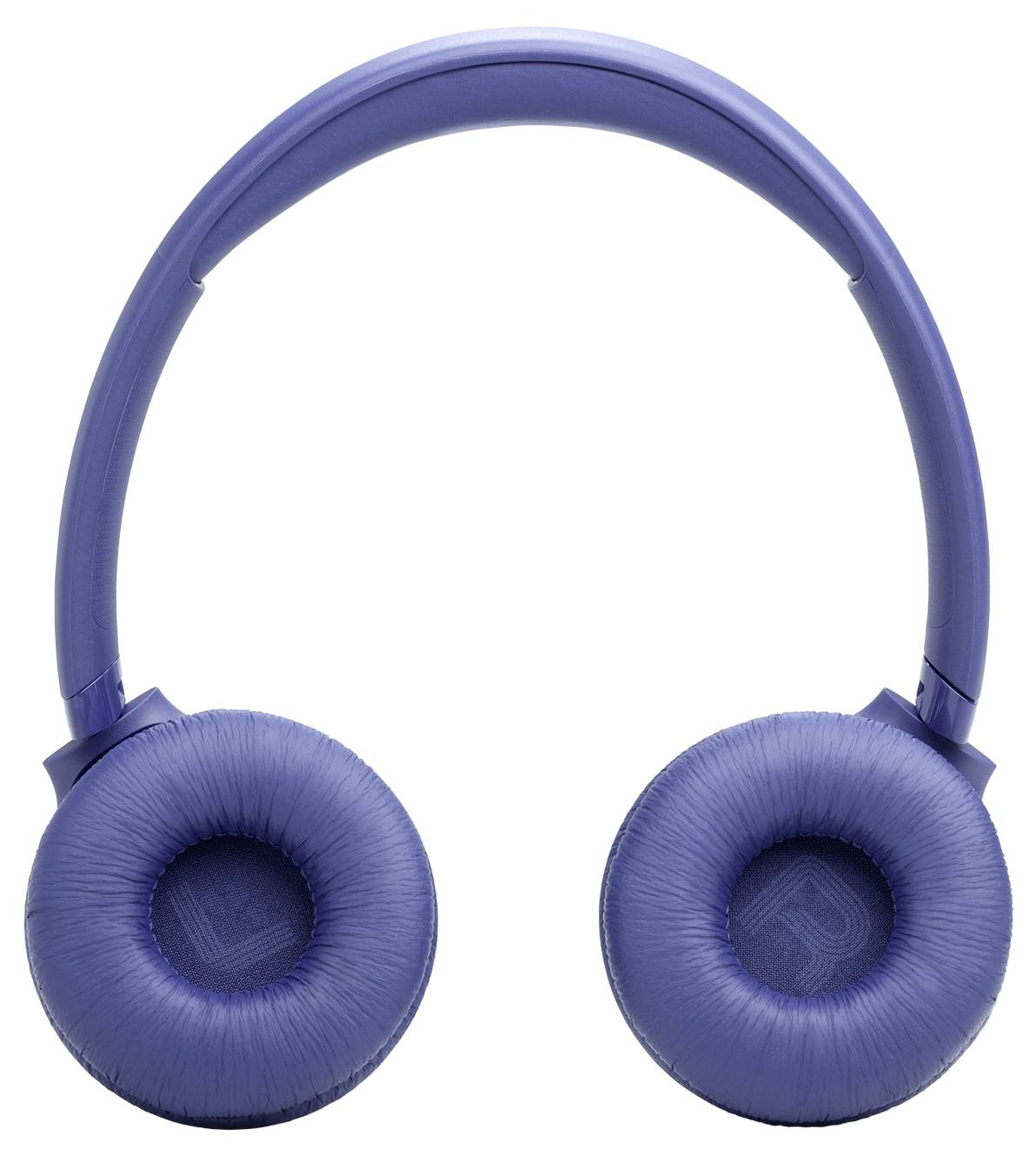 Blaue Over-Ear-Kopfhörer, von vorne betrachtet, mit weich gepolsterten Ohrmuscheln und einem verstellbaren Kopfbügel.