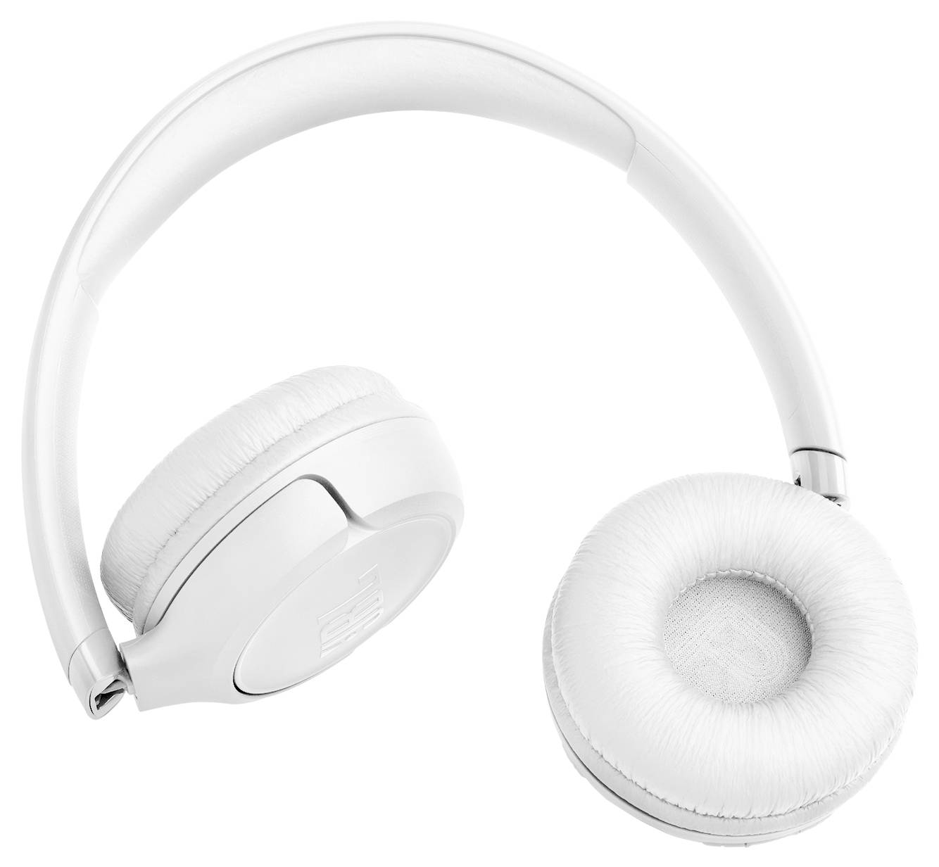 Weiße Over-Ear-Kopfhörer mit gepolsterten Ohrmuscheln, elegantem Design und verstellbarem Kopfbügel.