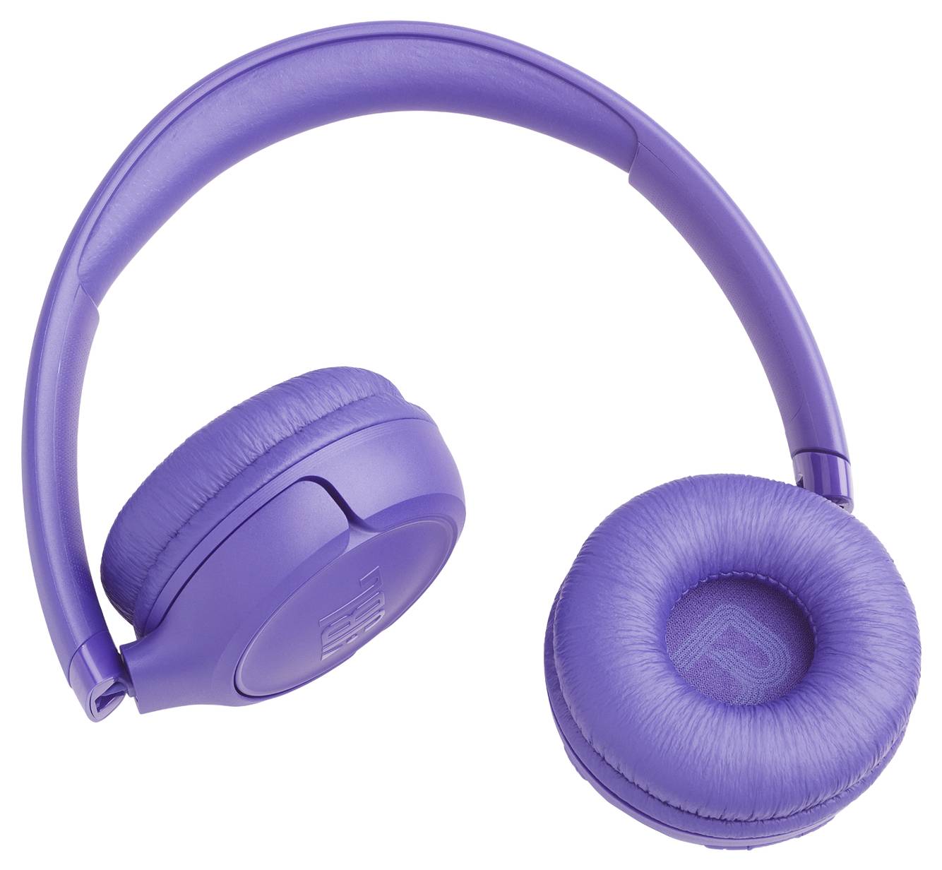 Lila On-Ear-Kopfhörer mit gepolstertem Kopfbügel und Ohrpolstern, entwickelt zum Musikhören.
