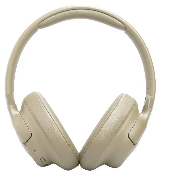Beige Over-Ear-Kopfhörer mit glatter Oberfläche, entworfen für Komfort und Lärmunterdrückung.