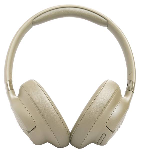 Beige Over-Ear-Kopfhörer mit gepolstertem Kopfbügel und Ohrmuscheln, entworfen für Komfort und immersives Audioerlebnis.