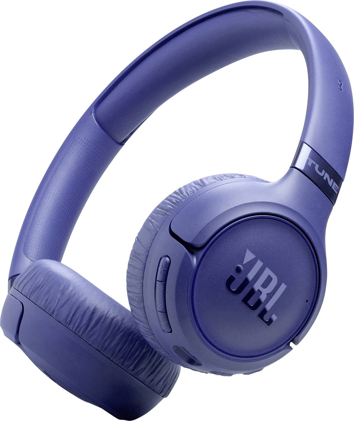 Blaue Over-Ear-Kopfhörer mit gepolsterten Ohrpolstern und JBL-Branding.