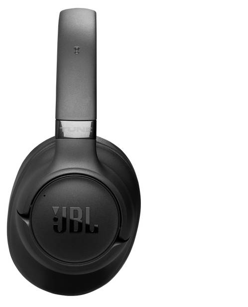 „Schwarze JBL-Kopfhörer zum Überziehen mit Logo auf der Ohrmuschel, mit elegantem Design.