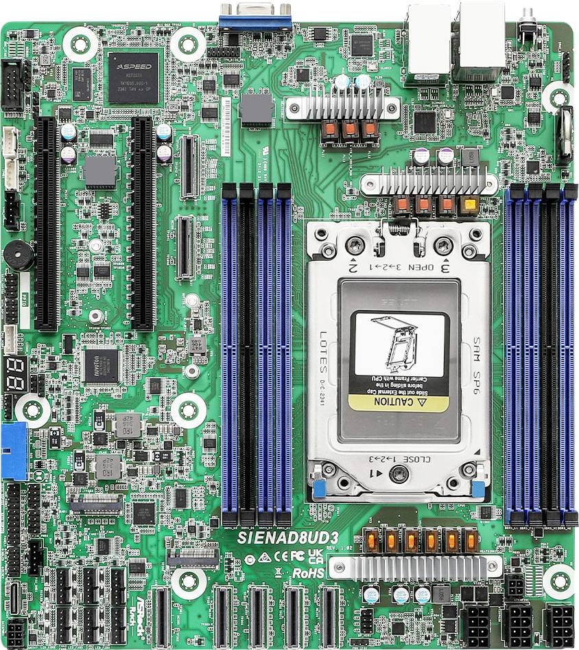 ASRock SIENAD8UD3 Mainboard Sockel (PC) AMD® SP6 Formfaktor (Details) Micro-ATX Mainboard-Chipsatz SoC
