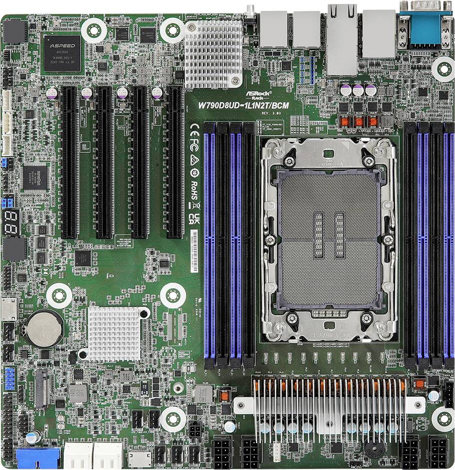 ASRock W790D8UD-1L1N2T/BCM Mainboard Sockel (PC) Intel® LGA 4677 Formfaktor (Details) Micro-ATX Mainboard-Chipsatz Intel® W790