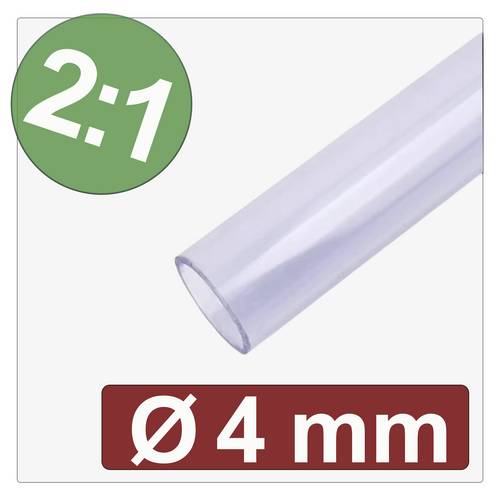 Quadrios 25CA605 Schrumpfschlauch ohne Kleber Transparent 4 mm 2 mm Schrumpfrate:2:1 Meterware