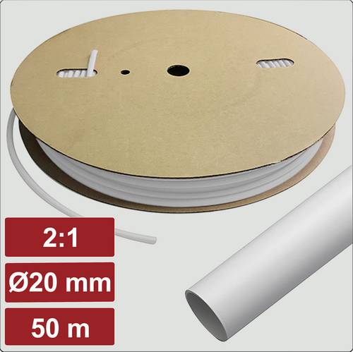 Electronic Garage EG25CA032 Schrumpfschlauch ohne Kleber Weiß 20 mm 10 mm Schrumpfrate:2:1 50 m