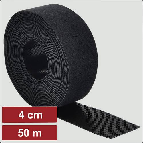 Electronic Garage EG25CA119 Klettband zum Bündeln Haft- und Flauschteil (L x B) 50 m x 4 cm Schwarz