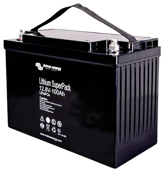 Eine schwarze Lithium-Batterie mit der Aufschrift 