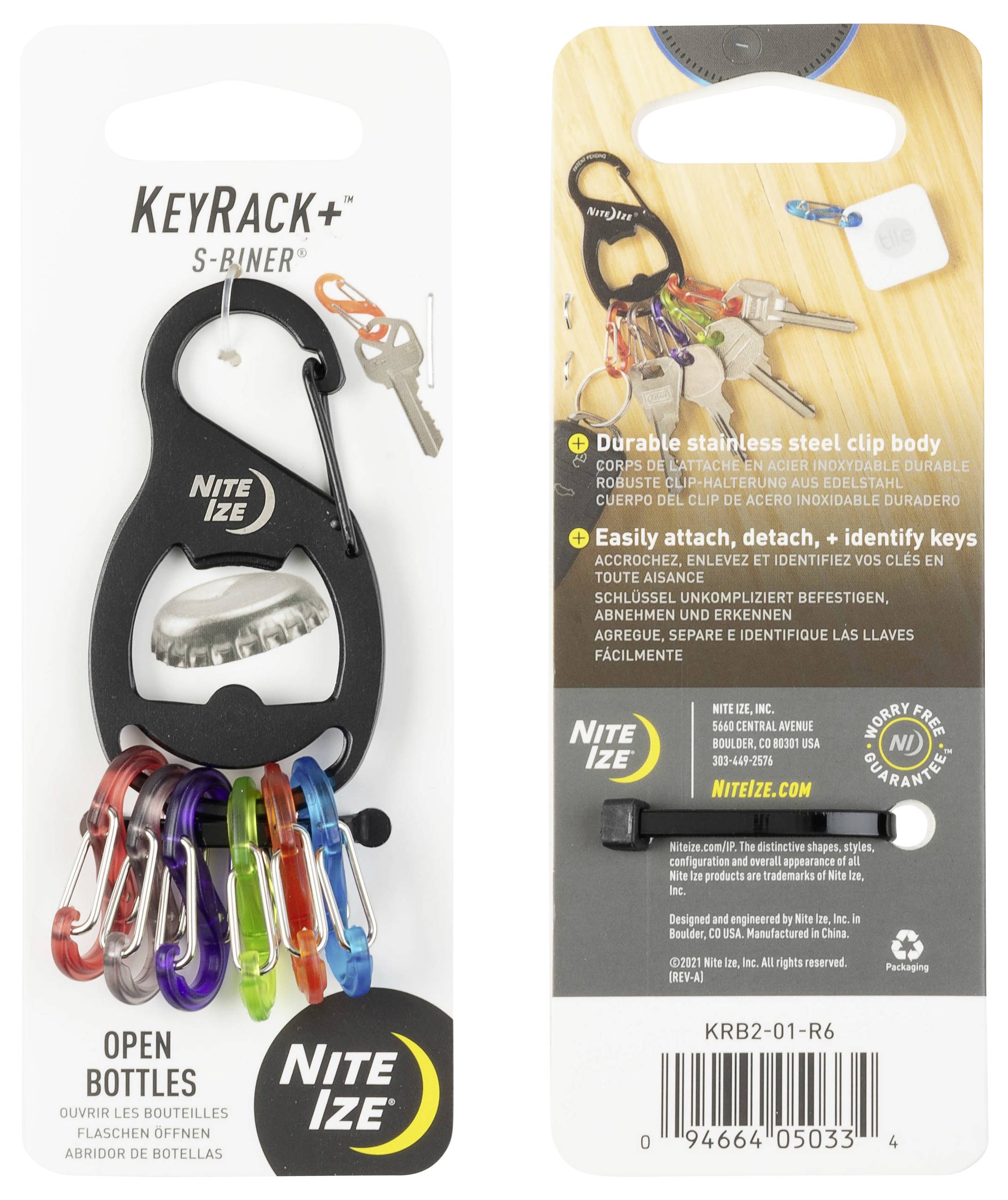 NITE Ize Schlüssel-Karabiner NI-KRB2-01-R6 Schwarz, Bunt 1St.