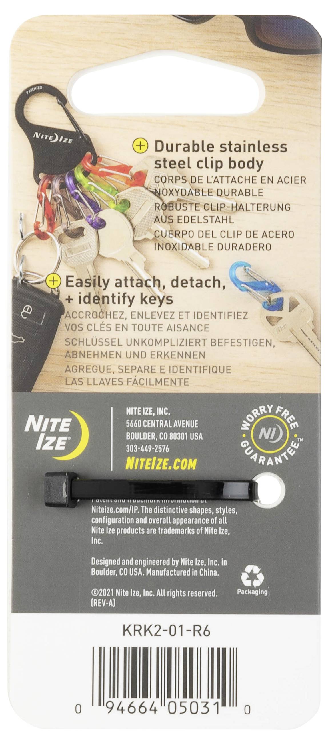 NITE Ize Schlüssel-Karabiner NI-KRK2-01-R6 Schwarz, Bunt 1St.