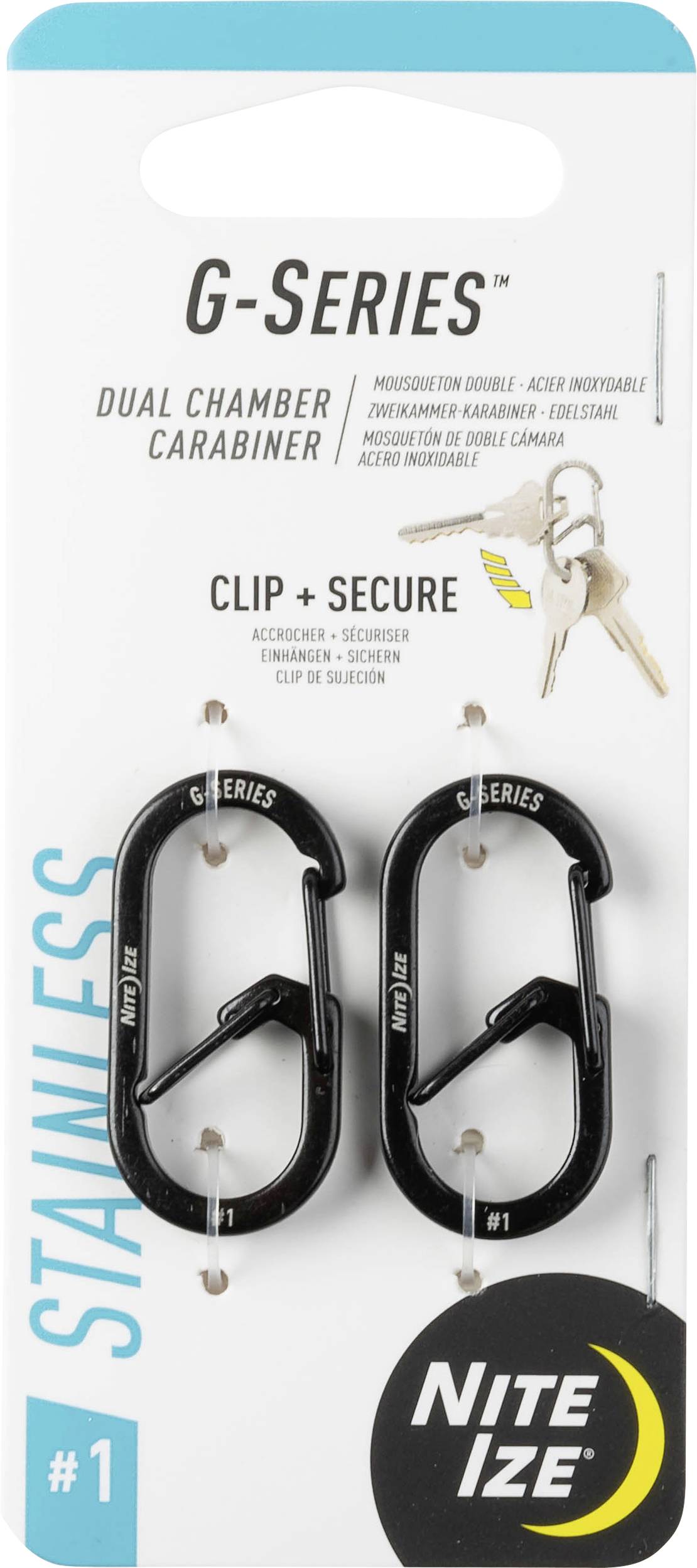 NITE Ize Schlüssel-Karabiner NI-GS1-01-2R6 Schwarz 2St.