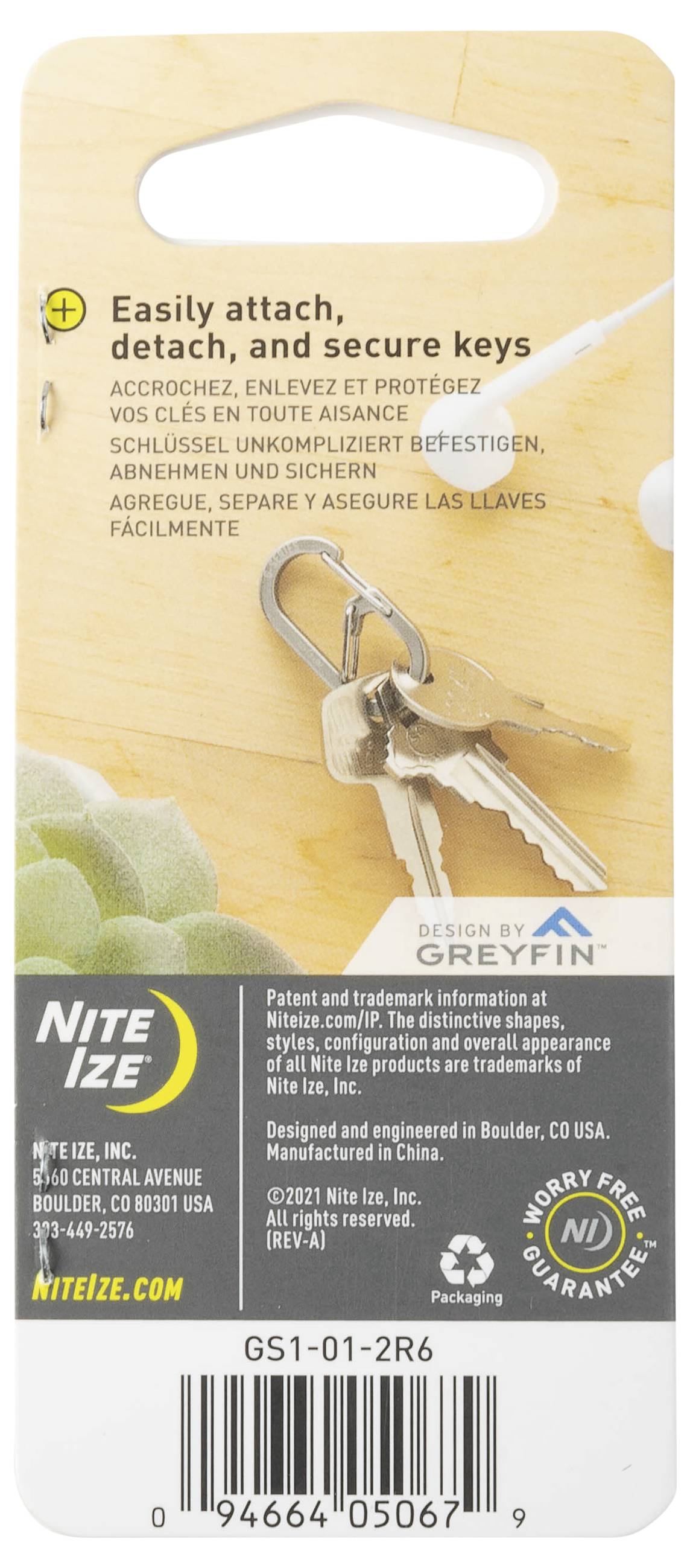NITE Ize Schlüssel-Karabiner NI-GS1-01-2R6 Schwarz 2 St.