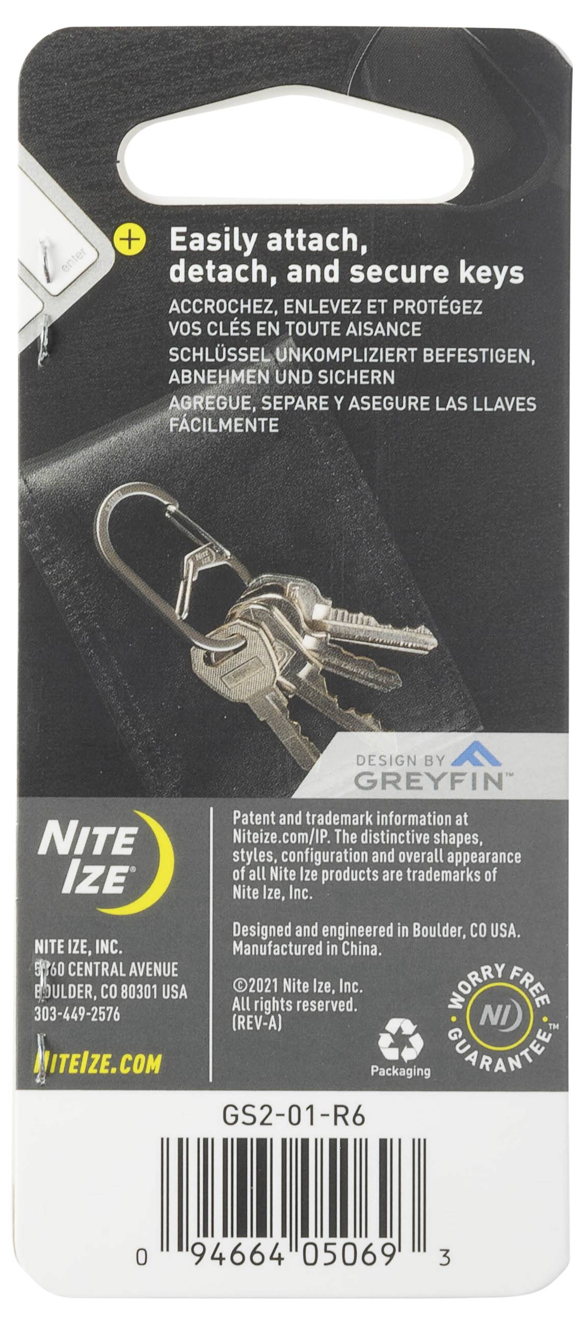 NITE Ize Schlüssel-Karabiner NI-GS2-01-R6 Schwarz 2 St.