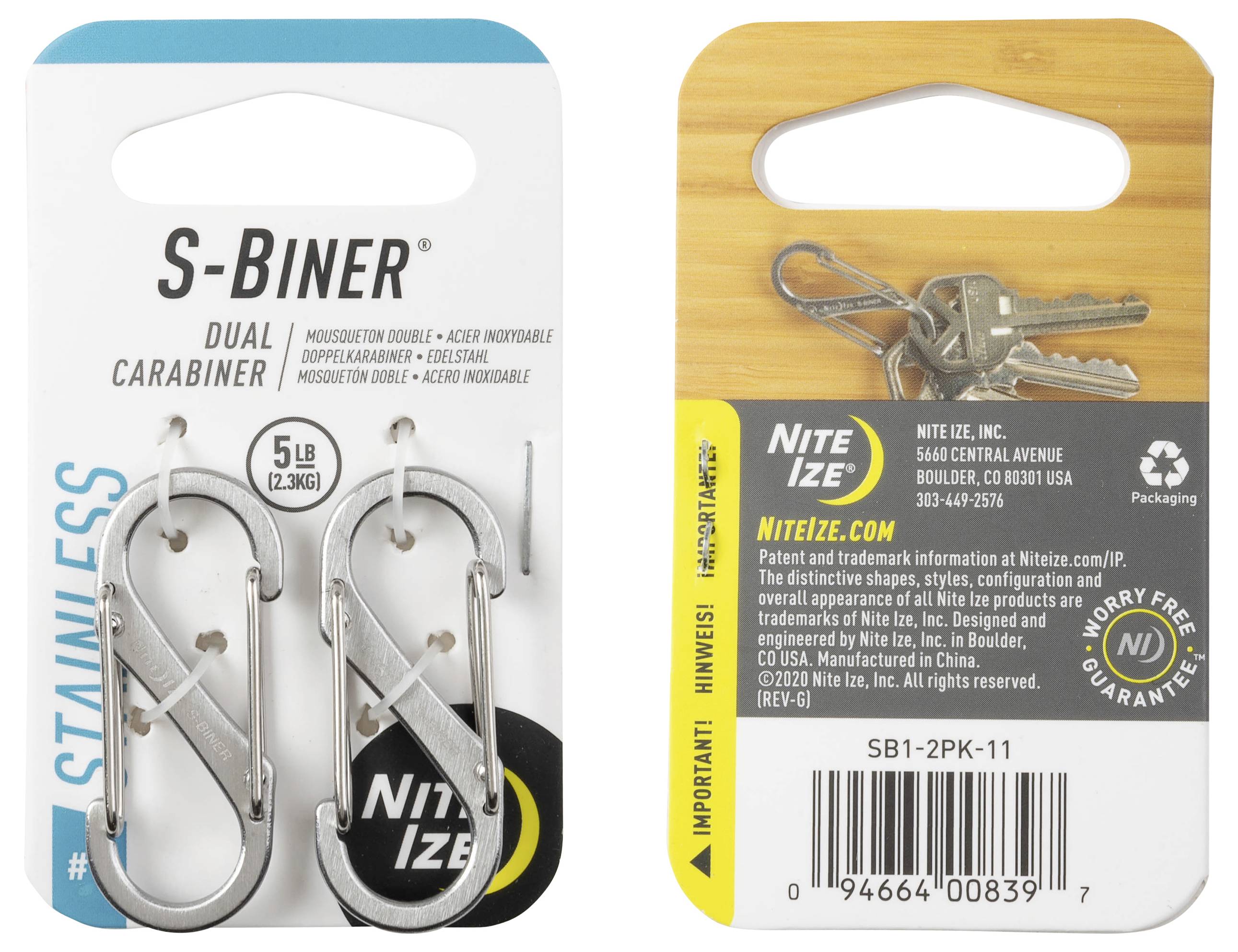 NITE Ize NI-SB1-2PK-11 Karabiner 39.6mm x 14.2mm 2St.