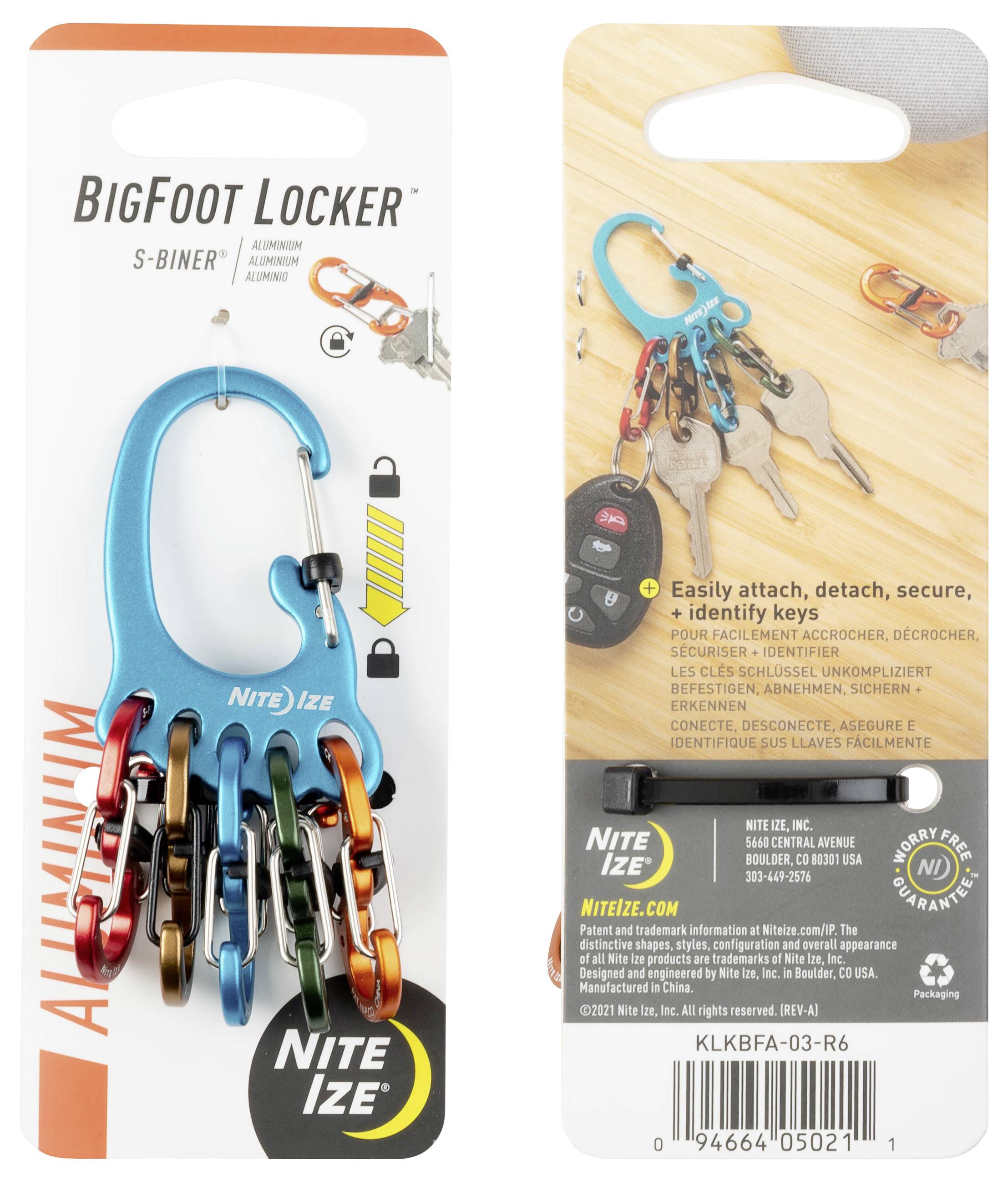 NITE Ize Schlüssel-Karabiner NI-KLKBFA-03-R6 5-farbig 1St.