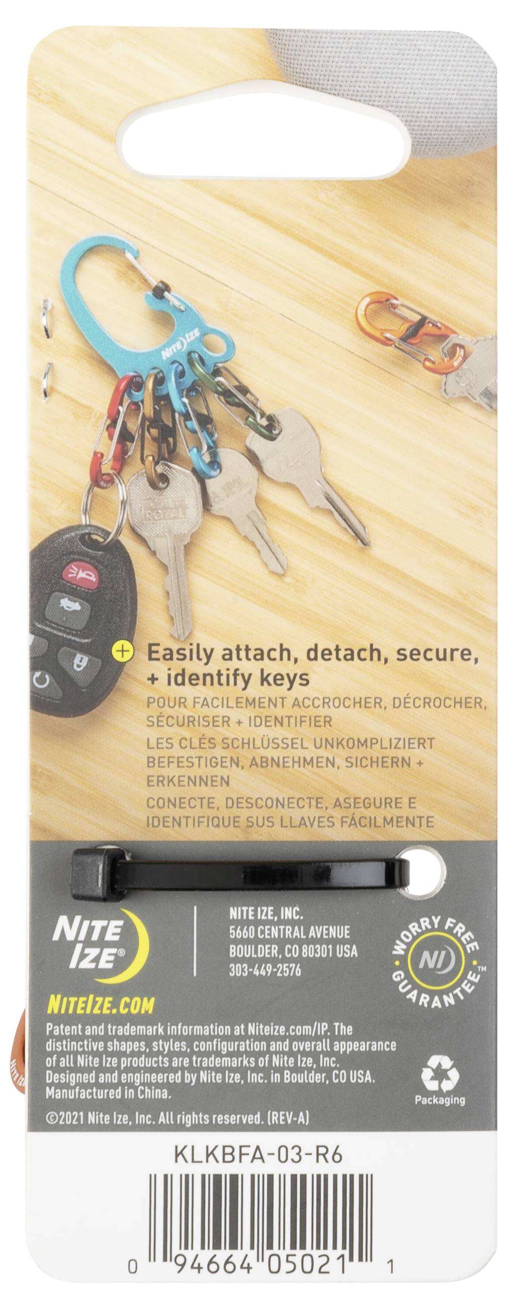 NITE Ize Schlüssel-Karabiner NI-KLKBFA-03-R6 5-farbig 1St.