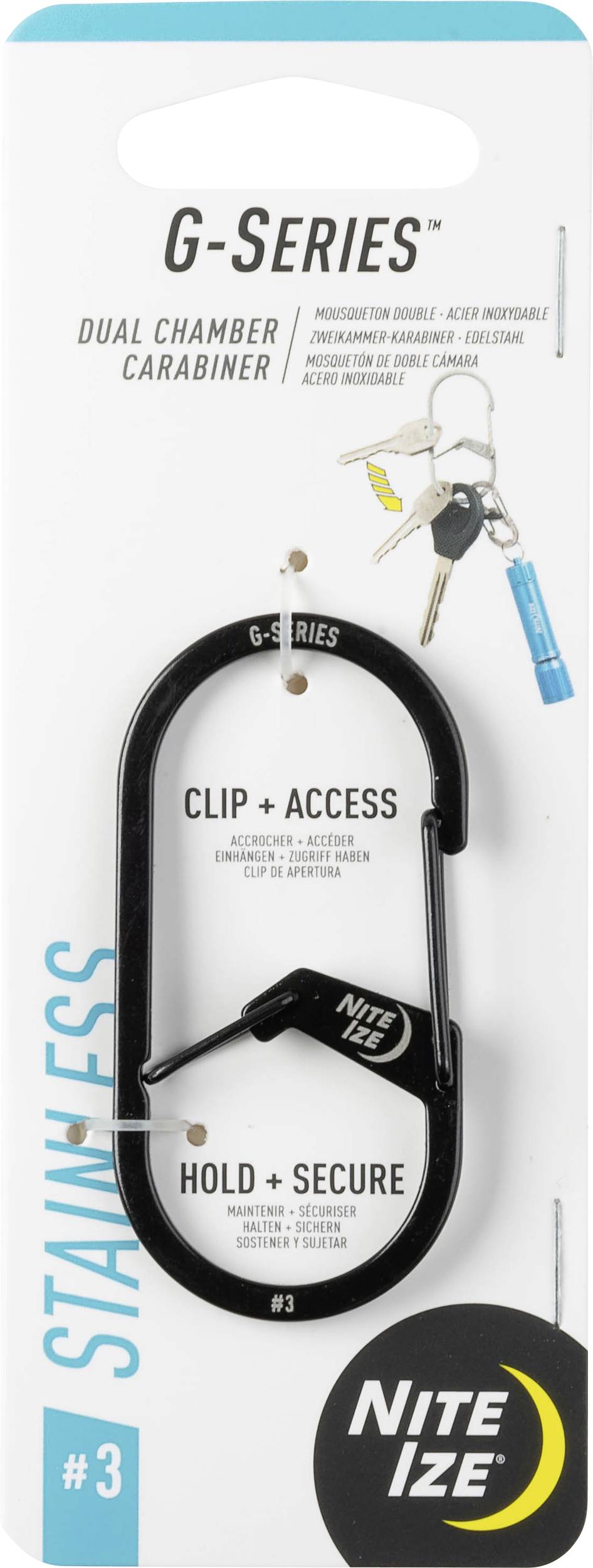 NITE Ize Schlüssel-Karabiner NI-GS3-01-R6 Schwarz 1 St.