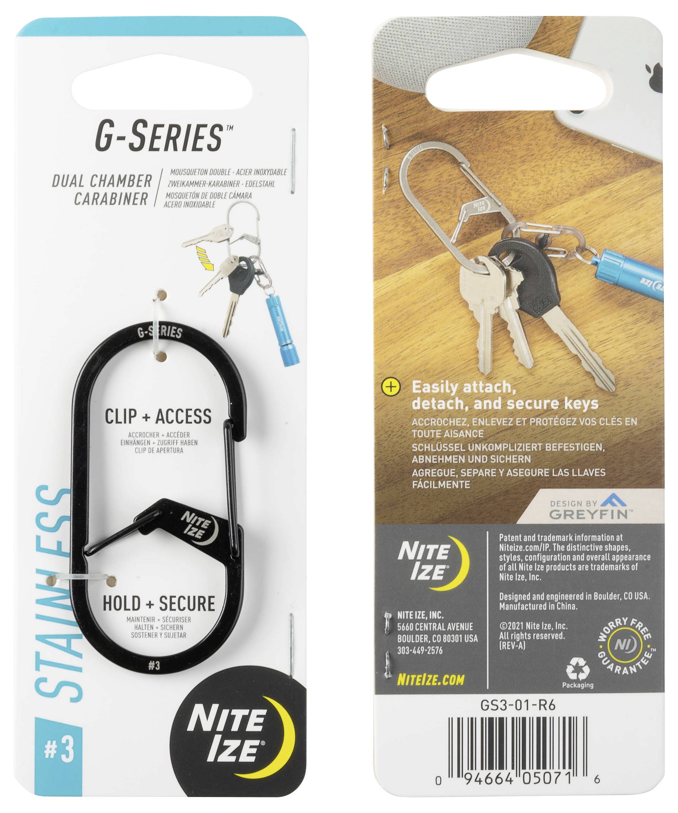 NITE Ize Schlüssel-Karabiner NI-GS3-01-R6 Schwarz 1St.