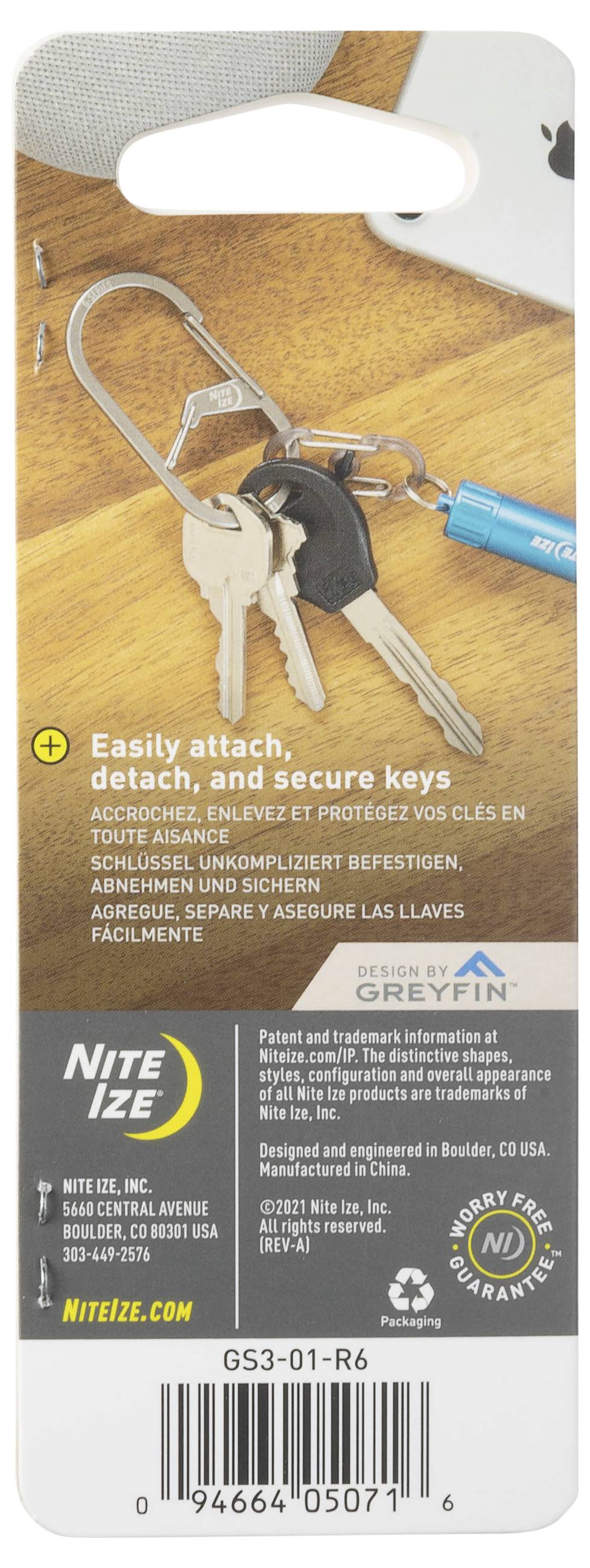 NITE Ize Schlüssel-Karabiner NI-GS3-01-R6 Schwarz 1St.