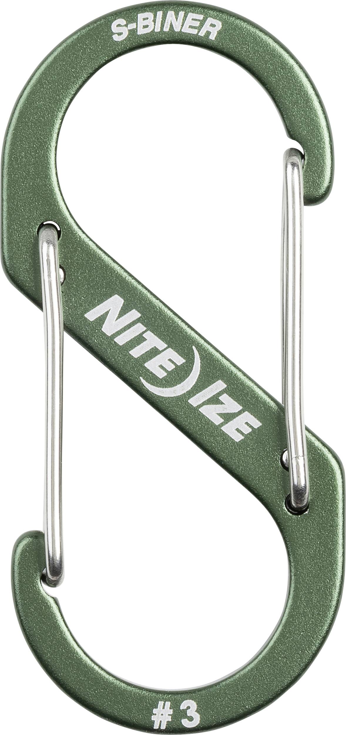 Grüner Metall-S-förmiger Karabiner mit der Aufschrift 