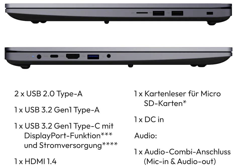 Medion Notebook MD 600001 43.9cm (17.3 Zoll) Full HD Intel® N N100 4GB RAM 128GB SSD Windows® 11 Home MD600001