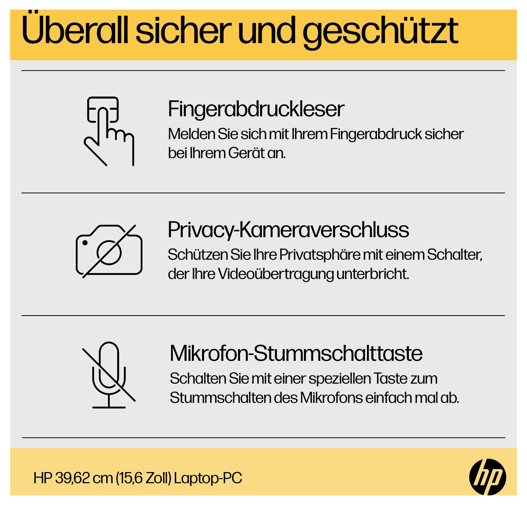 HP Notebook "15-fc0676ng" 39.6cm (15.6 Zoll) Full HD AMD Ryzen 7 7730U 16GB RAM 1TB SSD Deutsch, QWERTZ AMD Radeon Graphics Silber