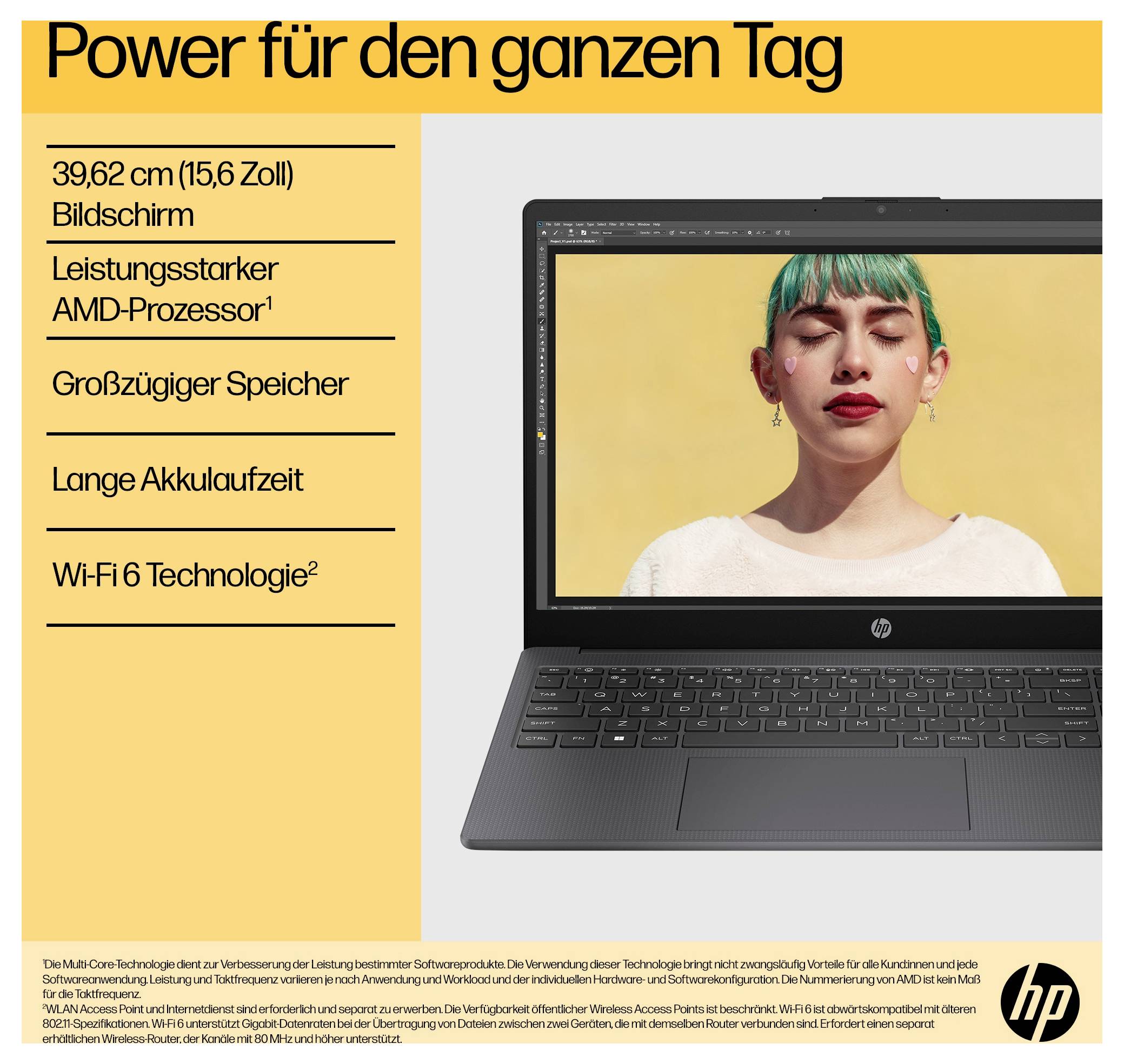 HP Notebook "15-fc0676ng" 39.6cm (15.6 Zoll) Full HD AMD Ryzen 7 7730U 16GB RAM 1TB SSD Deutsch, QWERTZ AMD Radeon Graphics Silber