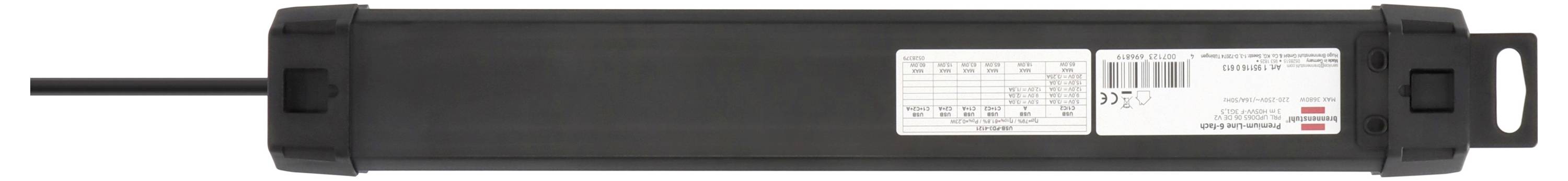 Brennenstuhl 1951160613 Steckdosenleiste Schwarz 1St.