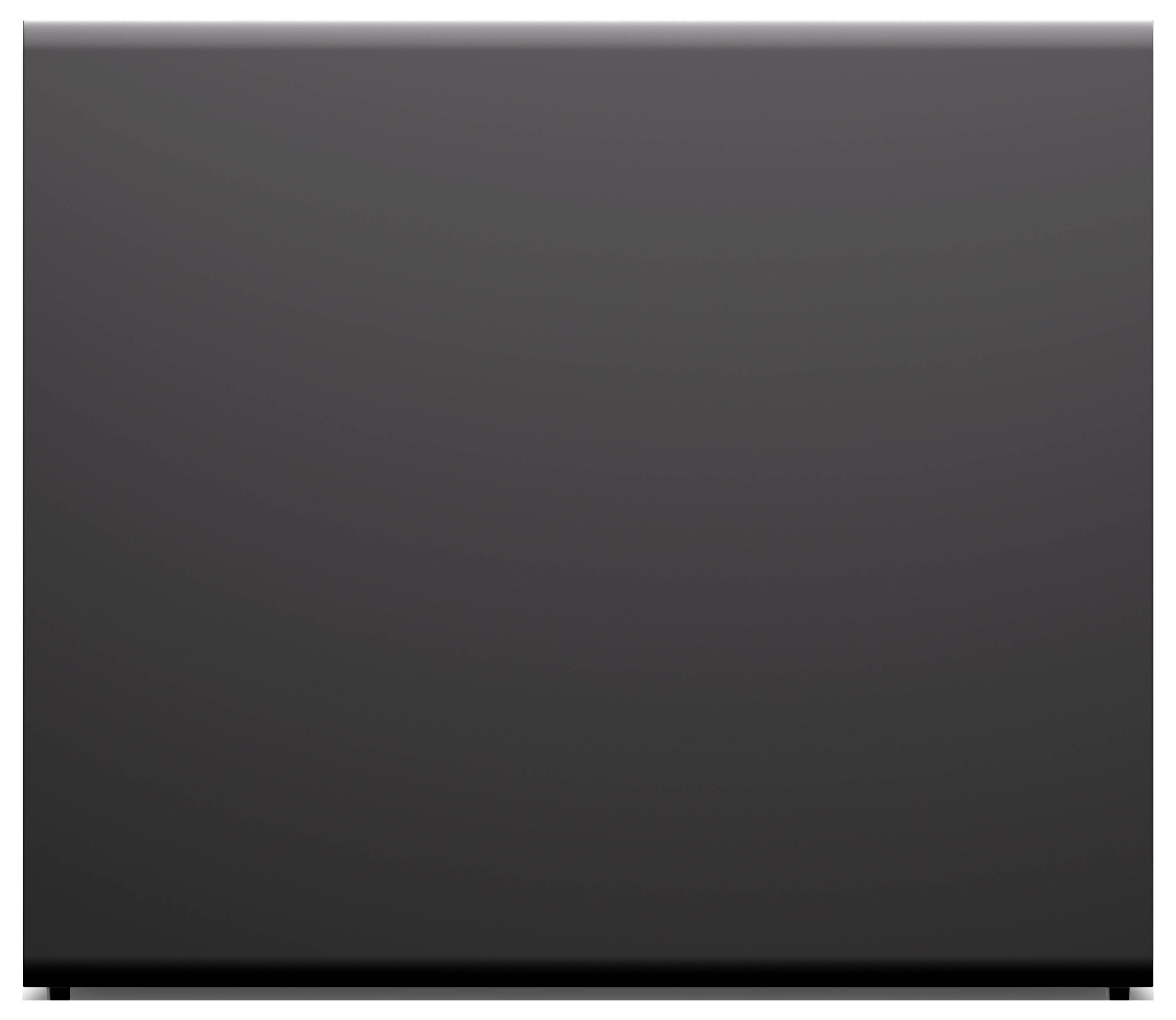 Ein geschlossener, schwarzer Laptop, von vorne betrachtet, ohne sichtbare Merkmale oder Logos.