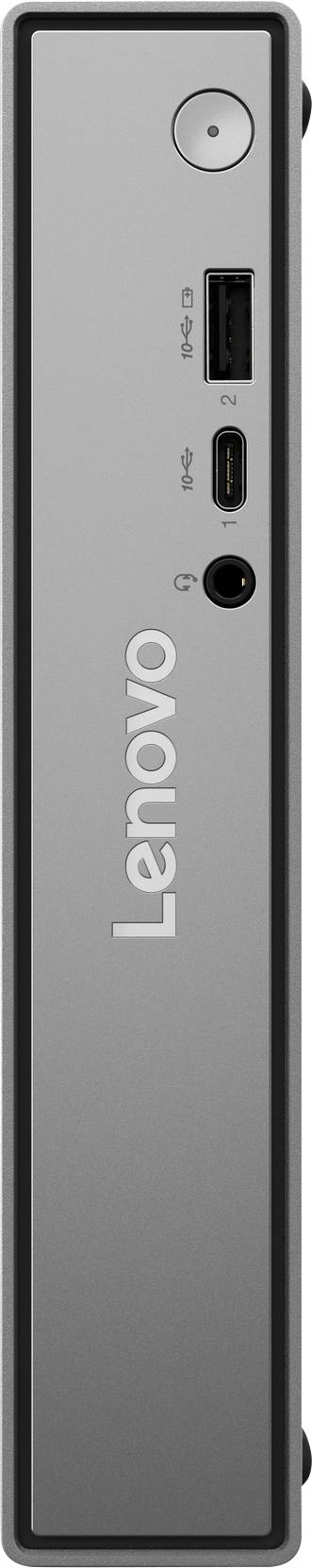 Schlanke, vertikale Lenovo-Docking-Station mit USB-A-, USB-C- und Kopfhörerbuchse auf der Frontplatte.