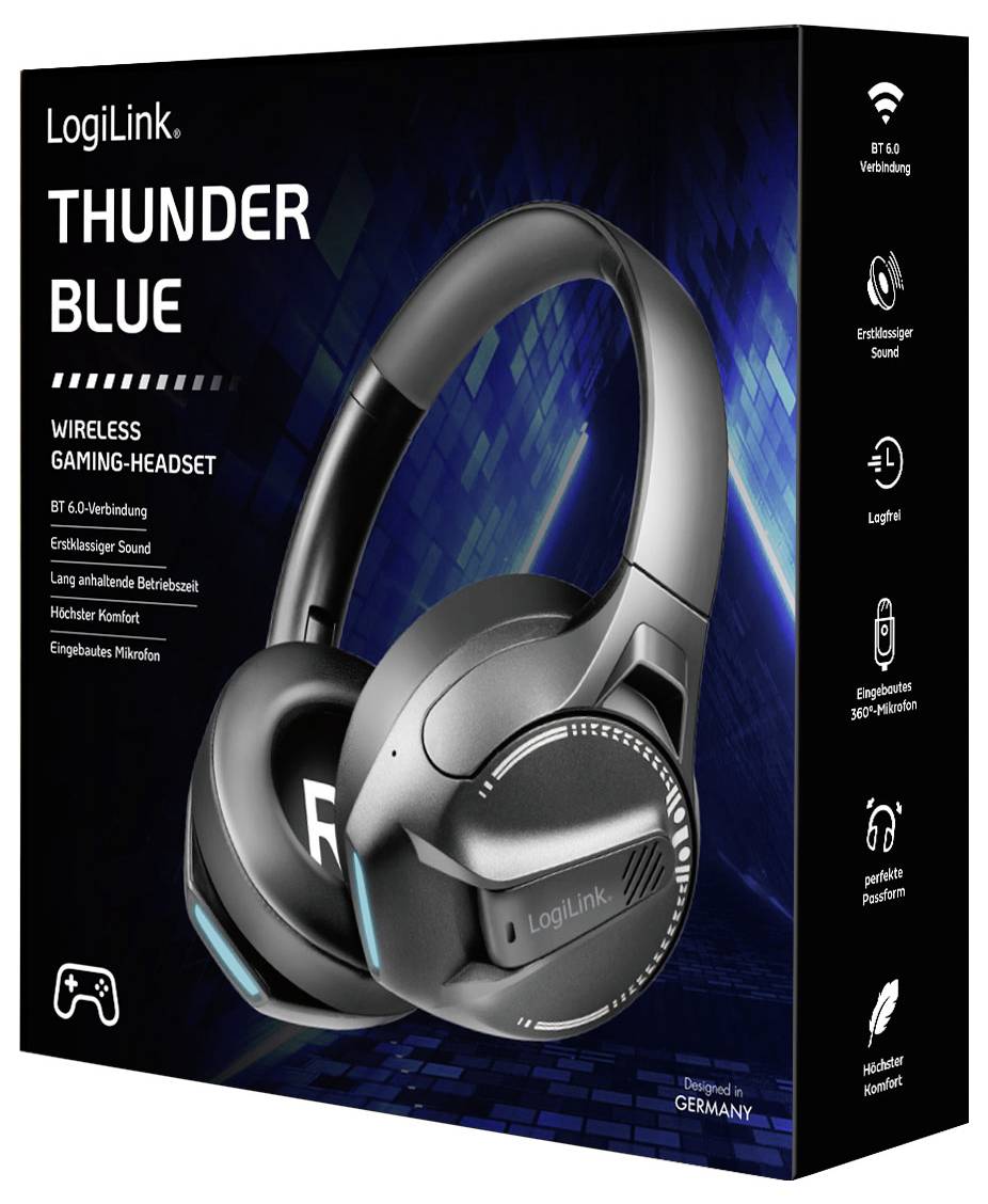 LogiLink BT0070 Over Ear Kopfhörer Bluetooth® Schwarz