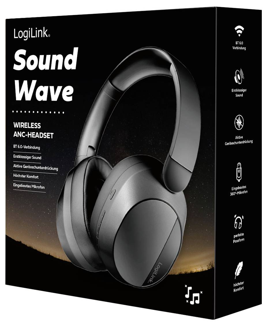 LogiLink BT0071 Over Ear Kopfhörer Bluetooth® Schwarz