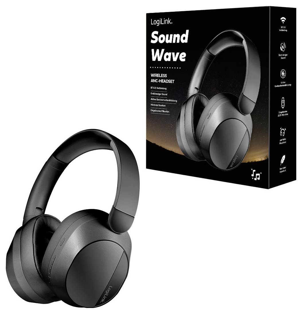 LogiLink BT0071 Over Ear Kopfhörer Bluetooth® Schwarz