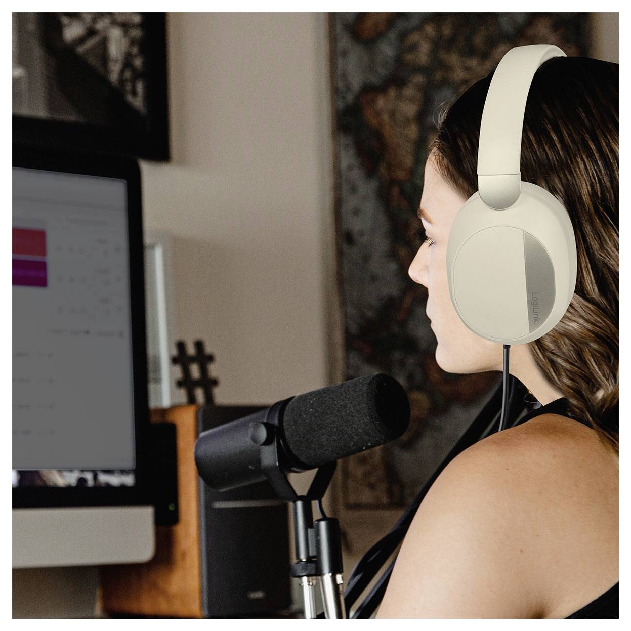 LogiLink BT0071C Over Ear Kopfhörer Bluetooth® Creme