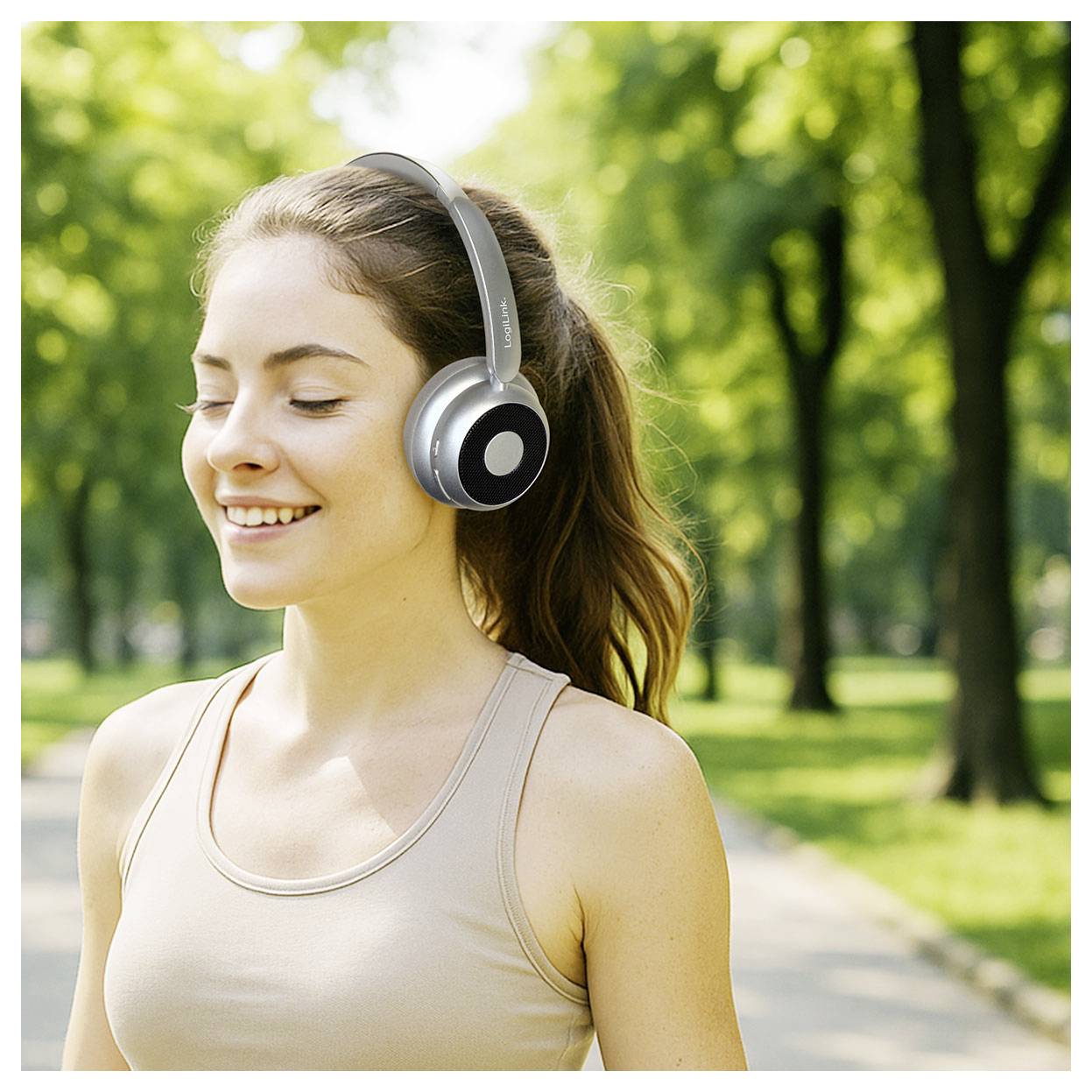 LogiLink BT0072BR Over Ear Kopfhörer Bluetooth® Silber