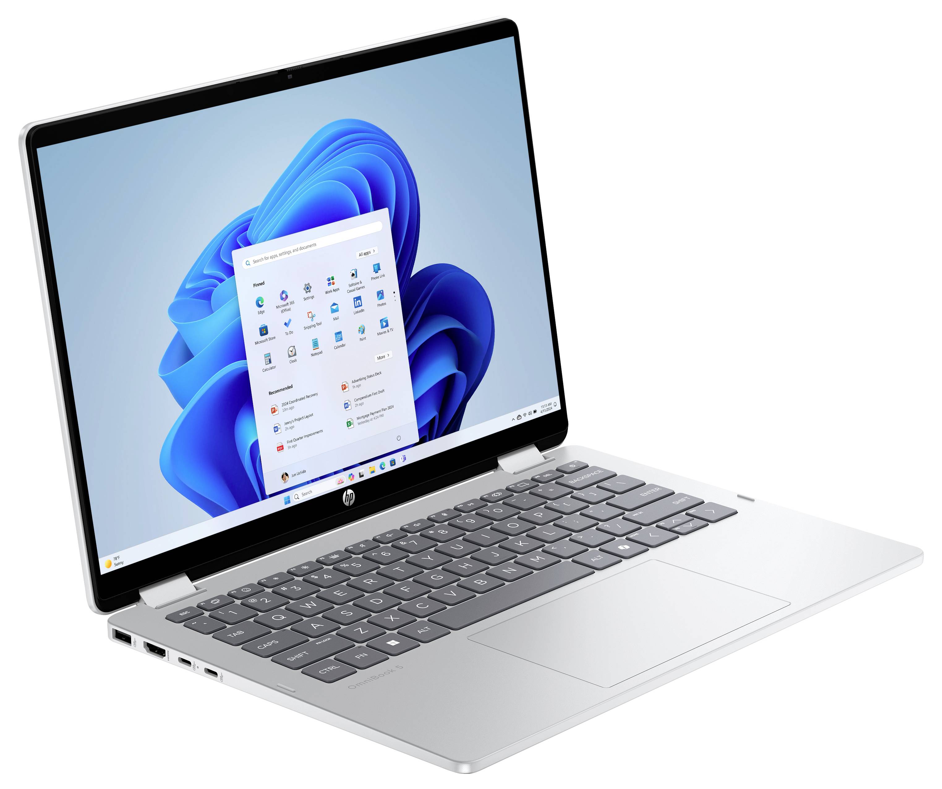 HP 2-in-1 Notebook / Tablet 14-fp0055ng Glacier Silver 35.6cm (14 Zoll) 2K Intel® Core™ 5 16GB RAM 512GB SSD Deutsch, QWERTZ Intel