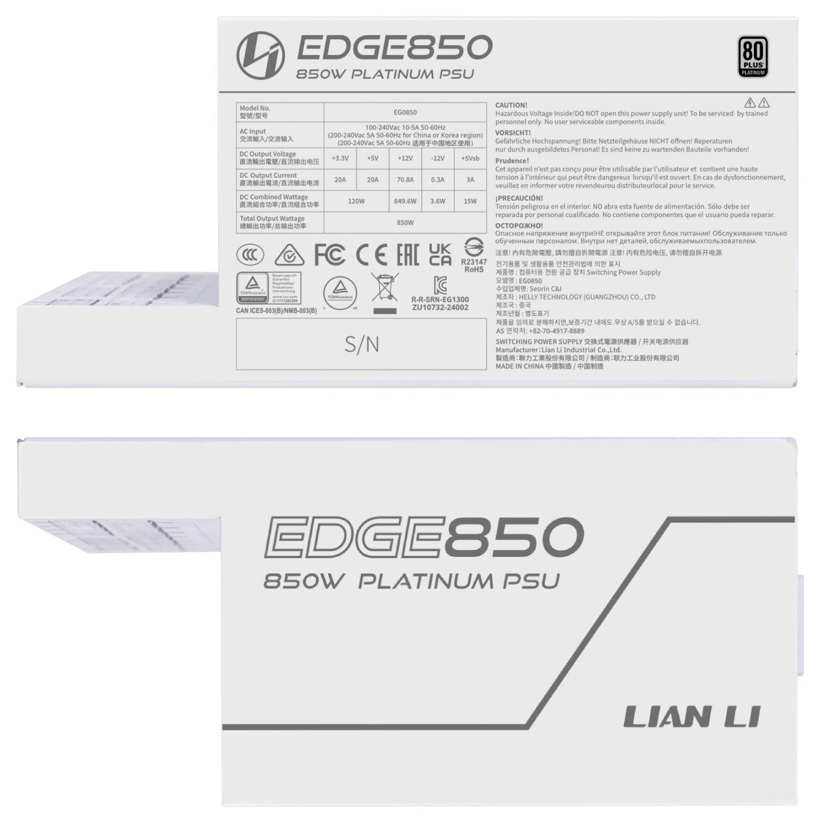 Lian Li PC Netzteil 850W 80PLUS® Platinum