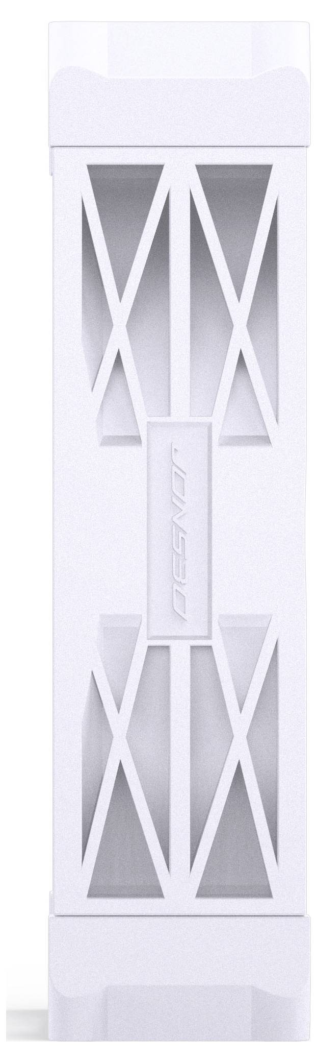 Ein hohes, weißes, rechteckiges Luftfilter mit Kreuzschraffurmuster und dem Wort 