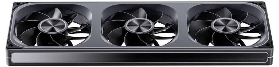 Eine Grafikkarte mit dreifachem Lüfter und elegantem schwarzem Design, geeignet für High-Performance-Computing und Gaming-Setups.