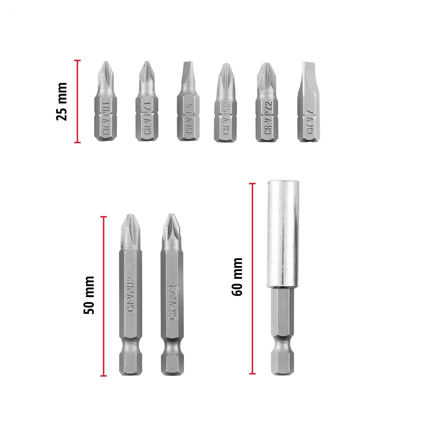 Einhell 113803 Bit-Set 9teilig Schlitz, PH, PZ