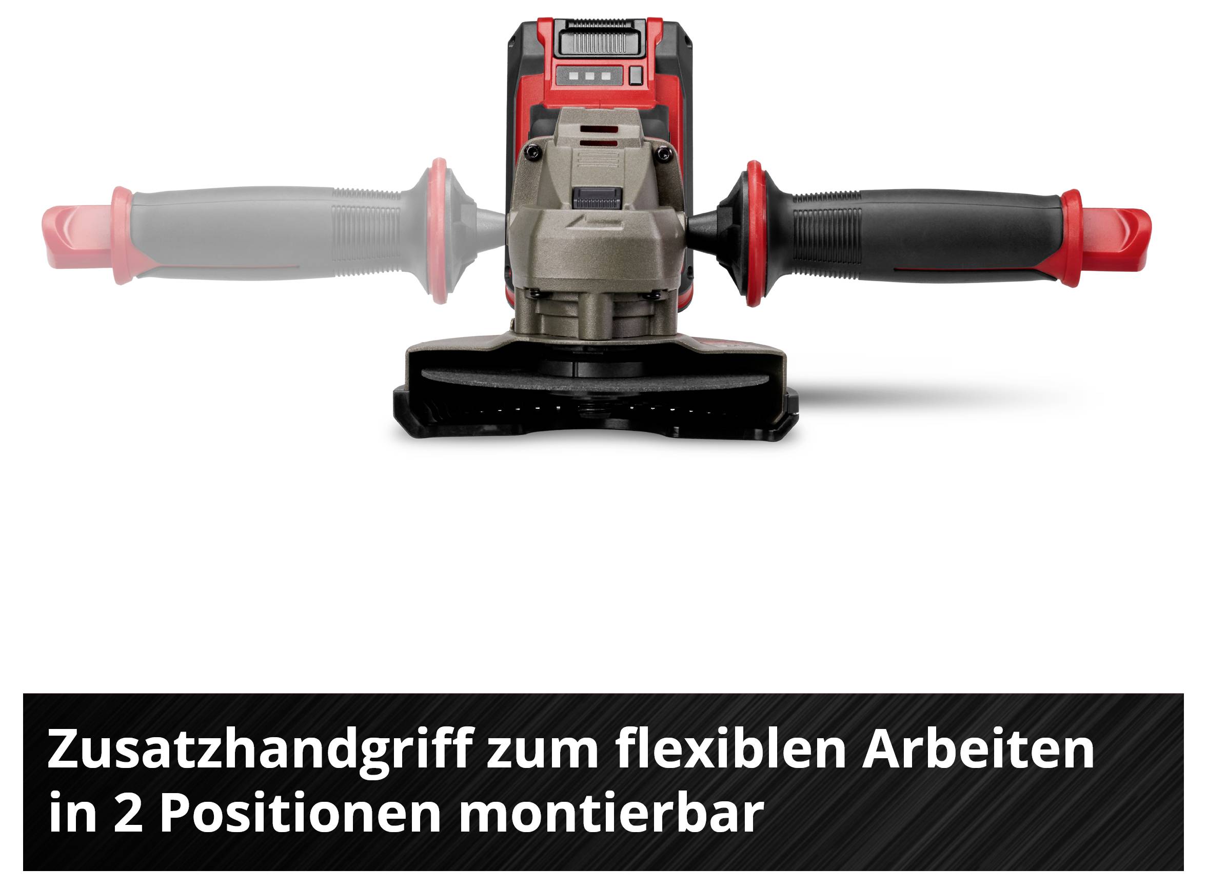 Zusatzhandgriff einer Maschine, der in 2 Positionen montierbar ist, für mehr Flexibilität bei der Arbeit.