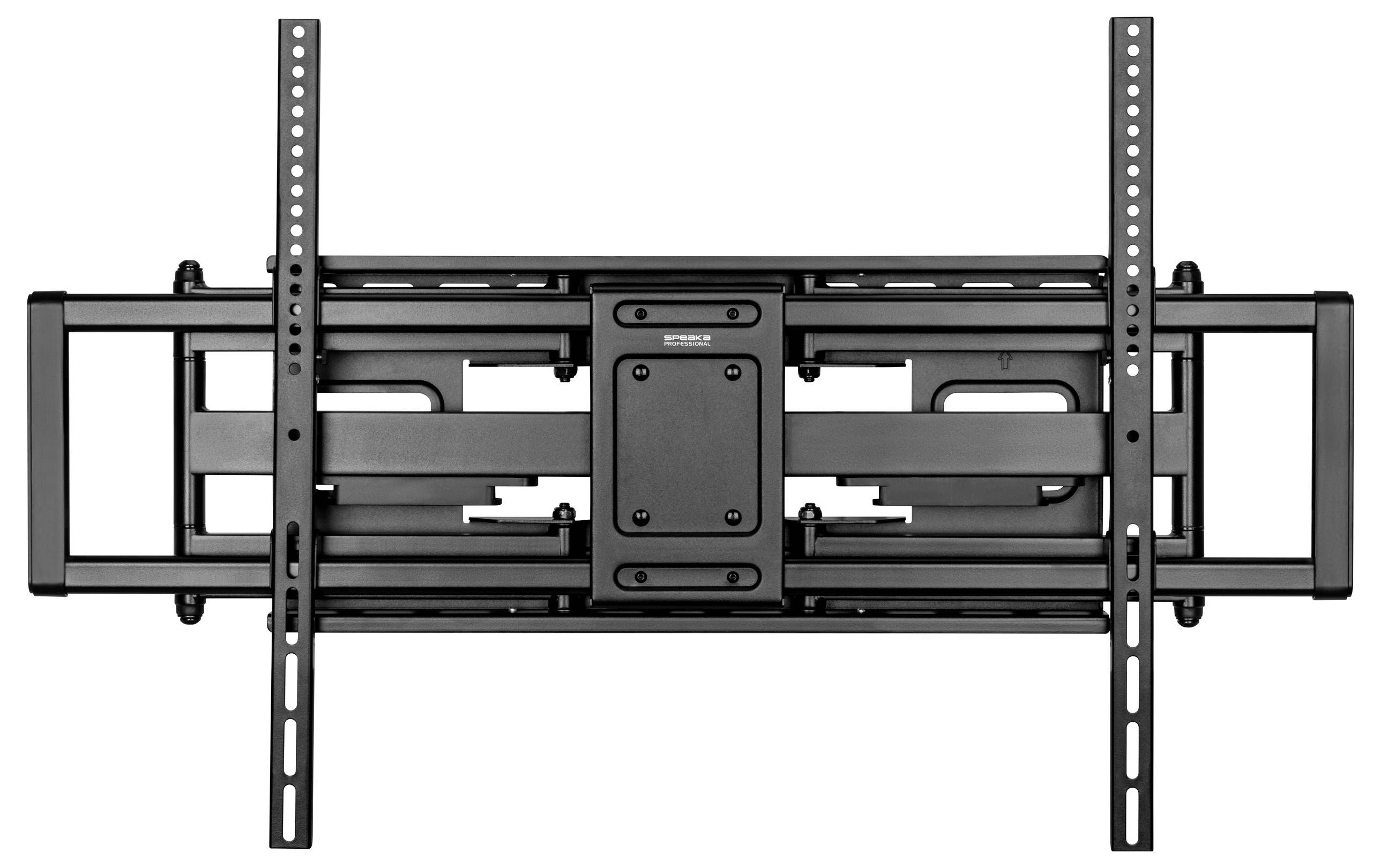 Wandmontierter TV-Halter mit verstellbaren Armen für verschiedene Bildschirmgrößen, bietet Flexibilität und Unterstützung für Flachbildfernseher.