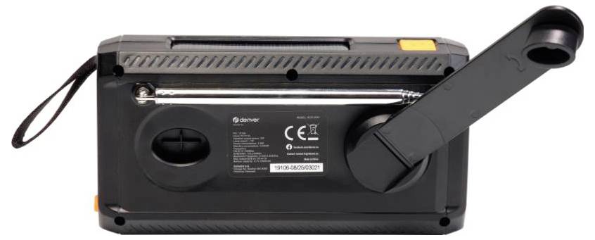 Denver SCD-2033 Akku-Radio DAB+, FM DAB+, UKW Akku-Ladefunktion, Handkurbel, wiederaufladbar, Powerbank-Funktion Schwarz