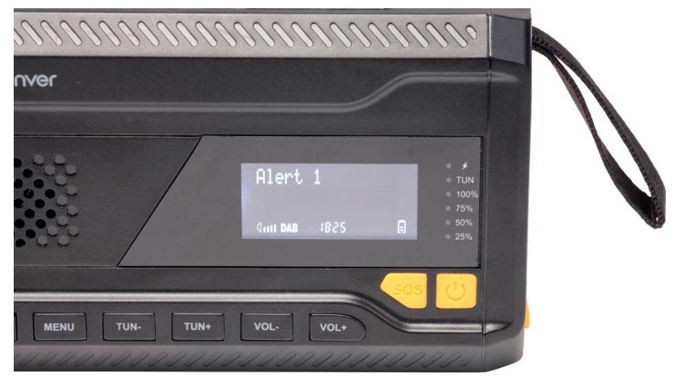 Denver SCD-2033 Akku-Radio DAB+, FM DAB+, UKW Akku-Ladefunktion, Handkurbel, wiederaufladbar, Powerbank-Funktion Schwarz