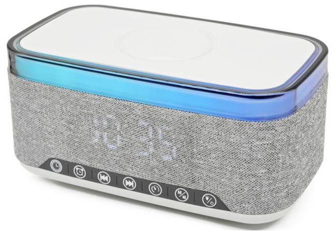 Denver CRQ-225 Radiowecker FM Bluetooth®, MP3, SD, UKW, AUX kabelloses Laden, Weckfunktion Grau
